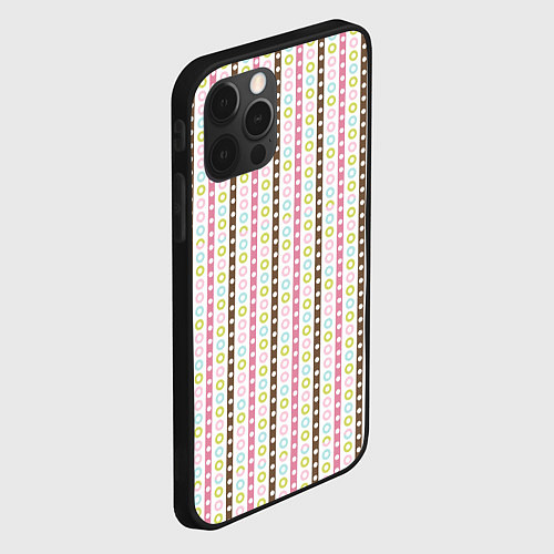 Чехол iPhone 12 Pro Max Геометрия полосы и кружочки / 3D-Черный – фото 2