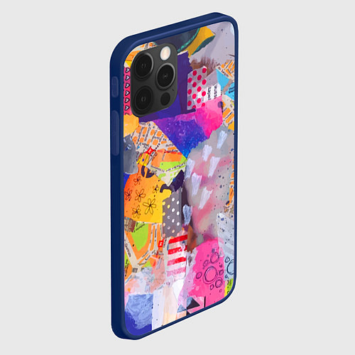 Чехол iPhone 12 Pro Max Patchwork quilt Fashion trend / 3D-Тёмно-синий – фото 2