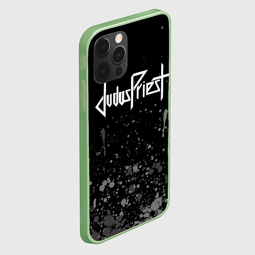 Чехол iPhone 12 Pro Max Judas Priest брызги / 3D-Салатовый – фото 2