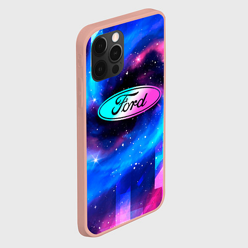 Чехол iPhone 12 Pro Max Ford Неоновый Космос / 3D-Светло-розовый – фото 2