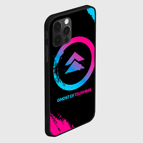 Чехол iPhone 12 Pro Max Ghost of Tsushima Neon Gradient / 3D-Черный – фото 2