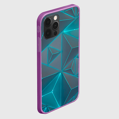 Чехол iPhone 12 Pro Max Неоновая киберпанк броня - Светло-синий / 3D-Сиреневый – фото 2