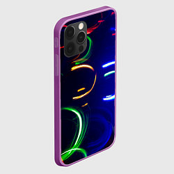 Чехол для iPhone 12 Pro Max Неоновые волны во тьме - Синий, цвет: 3D-сиреневый — фото 2