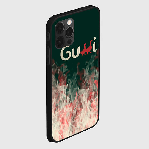 Чехол iPhone 12 Pro Max Gucci - огонь / 3D-Черный – фото 2