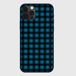 Чехол для iPhone 12 Pro Max Black and blue plaid, цвет: 3D-черный