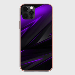 Чехол для iPhone 12 Pro Max Geometry Черный и фиолетовый, цвет: 3D-светло-розовый