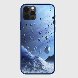 Чехол для iPhone 12 Pro Max Космический пейзаж с ледяными скалами, цвет: 3D-тёмно-синий