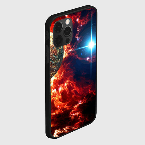 Чехол iPhone 12 Pro Max Яркая звезда в космическом пространстве / 3D-Черный – фото 2