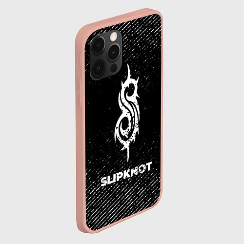 Чехол iPhone 12 Pro Max Slipknot с потертостями на темном фоне / 3D-Светло-розовый – фото 2