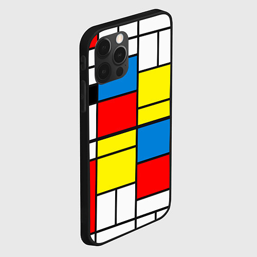 Чехол iPhone 12 Pro Max Texture of squares rectangles / 3D-Черный – фото 2