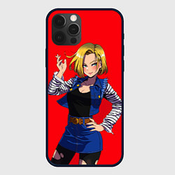 Чехол для iPhone 12 Pro Max Андроид 18 Вайфу Dragon ball, цвет: 3D-черный