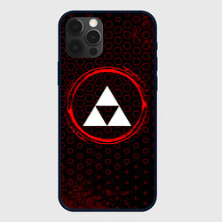 Чехол для iPhone 12 Pro Max Символ Zelda и краска вокруг на темном фоне, цвет: 3D-черный