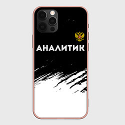 Чехол для iPhone 12 Pro Max Аналитик из России и Герб Российской Федерации, цвет: 3D-светло-розовый