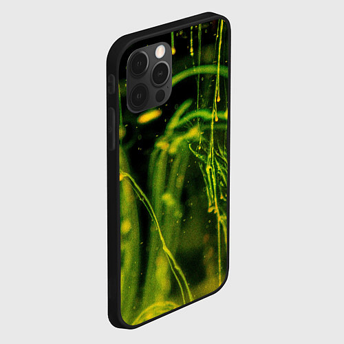 Чехол iPhone 12 Pro Max Абстрактные мазки красок - Жёлтый / 3D-Черный – фото 2