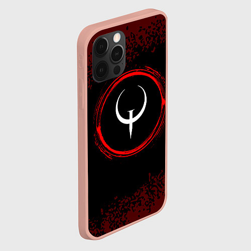 Чехол iPhone 12 Pro Max Символ Quake и краска вокруг на темном фоне / 3D-Светло-розовый – фото 2