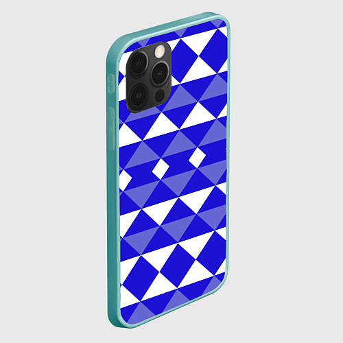 Чехол iPhone 12 Pro Max Бело-синий геометрический узор / 3D-Мятный – фото 2
