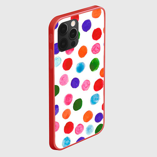 Чехол iPhone 12 Pro Max Веселые акварельные кружочки / 3D-Красный – фото 2