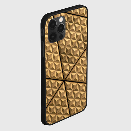 Чехол iPhone 12 Pro Max Абстрактное металлическое покрытие - Золотой / 3D-Черный – фото 2