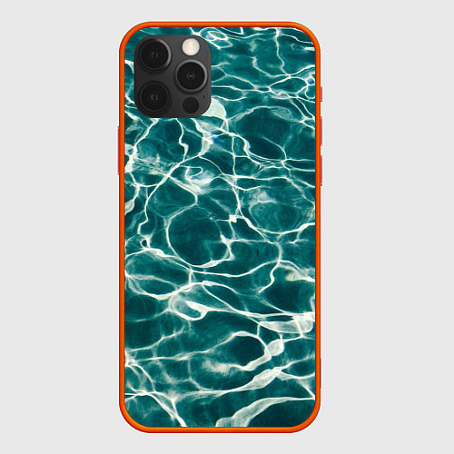 Чехол iPhone 12 Pro Max Абстрактные волны в воде - Тёмно-зелёный / 3D-Красный – фото 1
