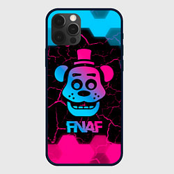 Чехол для iPhone 12 Pro Max FNAF мишка - neon gradient, цвет: 3D-черный