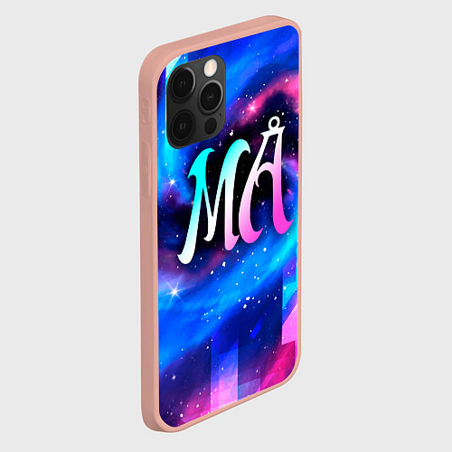 Чехол iPhone 12 Pro Max Maneskin неоновый космос / 3D-Светло-розовый – фото 2