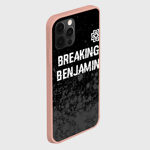 Чехол iPhone 12 Pro Max Breaking Benjamin glitch на темном фоне: символ св / 3D-Светло-розовый – фото 2