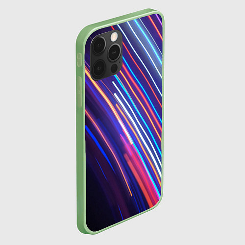 Чехол iPhone 12 Pro Max Неоновое множество разноцветных фонарей во тьме / 3D-Салатовый – фото 2