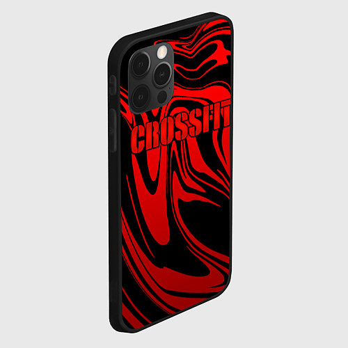 Чехол iPhone 12 Pro Max Кроссфит - красные разводы / 3D-Черный – фото 2