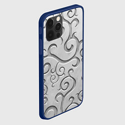 Чехол для iPhone 12 Pro Max Ажурный орнамент на поверхности металла, цвет: 3D-тёмно-синий — фото 2