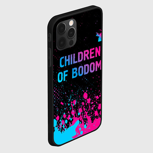 Чехол iPhone 12 Pro Max Children of Bodom - neon gradient: символ сверху / 3D-Черный – фото 2