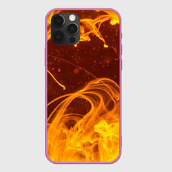 Чехол для iPhone 12 Pro Max Абстрактные языки пламени из красок, цвет: 3D-малиновый