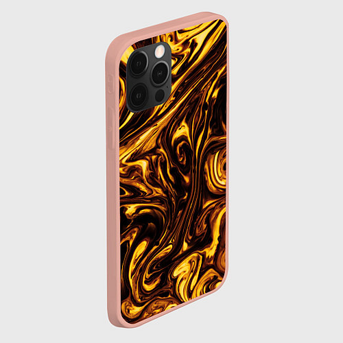 Чехол iPhone 12 Pro Max Жидкое золото текстура / 3D-Светло-розовый – фото 2