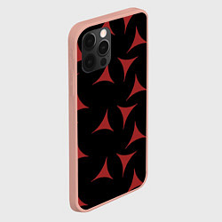 Чехол для iPhone 12 Pro Max Red Stars - Красные треугольные объекты в чёрном п, цвет: 3D-светло-розовый — фото 2