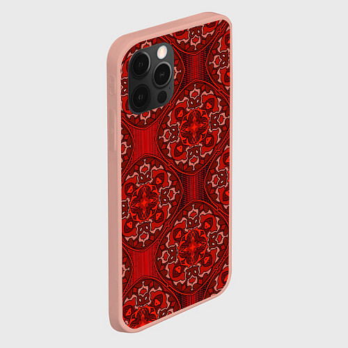 Чехол iPhone 12 Pro Max Красные абстрактные круглые узоры / 3D-Светло-розовый – фото 2