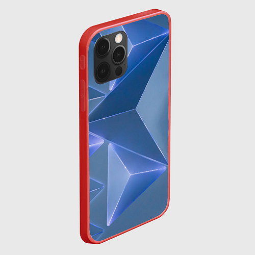 Чехол iPhone 12 Pro Max Неоновая киберпанк броня - Синий / 3D-Красный – фото 2