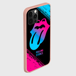 Чехол для iPhone 12 Pro Max Rolling Stones - neon gradient, цвет: 3D-светло-розовый — фото 2