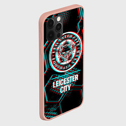 Чехол для iPhone 12 Pro Max Leicester City FC в стиле glitch на темном фоне, цвет: 3D-светло-розовый — фото 2