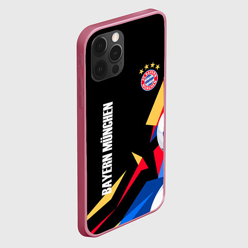 Чехол iPhone 12 Pro Max Bayern munchen Sport - цветные геометрии / 3D-Малиновый – фото 2