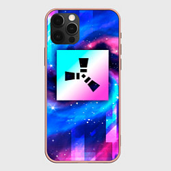 Чехол для iPhone 12 Pro Max Rust неоновый космос, цвет: 3D-светло-розовый