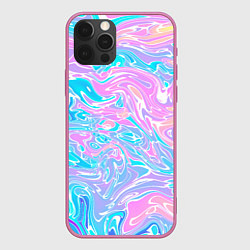 Чехол для iPhone 12 Pro Max Liquid holographic waves, цвет: 3D-малиновый