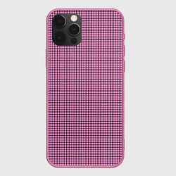 Чехол для iPhone 12 Pro Max Мелкая черно-розовая клетка, цвет: 3D-малиновый