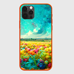 Чехол для iPhone 12 Pro Max Бесконечное поле цветов, цвет: 3D-красный