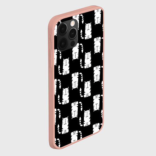 Чехол iPhone 12 Pro Max Полосатые Перевёрнутые Коты / 3D-Светло-розовый – фото 2