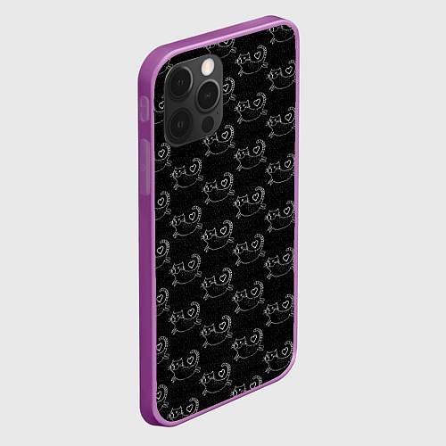 Чехол iPhone 12 Pro Max Коты С Сердечками / 3D-Сиреневый – фото 2