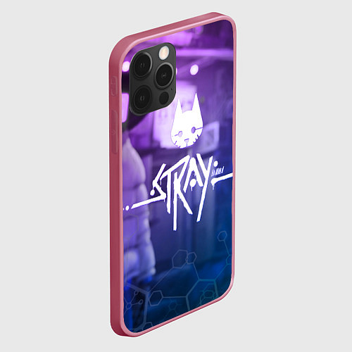 Чехол iPhone 12 Pro Max Stray - мордочка - neon / 3D-Малиновый – фото 2