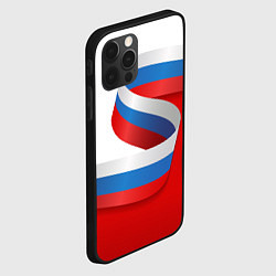 Чехол для iPhone 12 Pro Max Лента триколор на красно-белом фоне, цвет: 3D-черный — фото 2