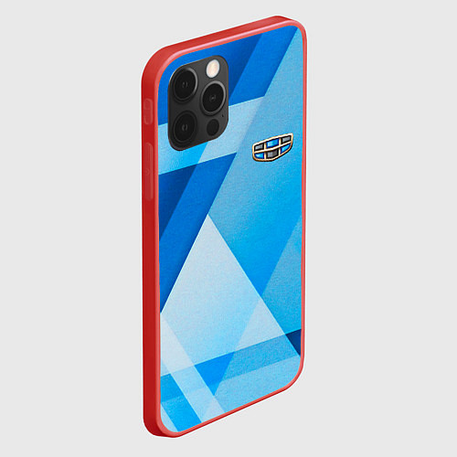 Чехол iPhone 12 Pro Max Geely - абстракция треугольники / 3D-Красный – фото 2