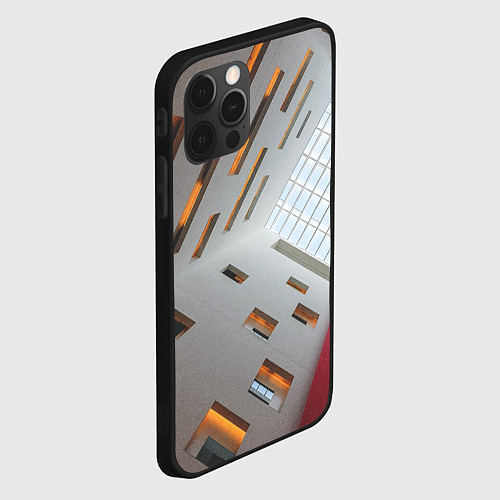 Чехол iPhone 12 Pro Max Абстрактное множество окон и пустая крыша / 3D-Черный – фото 2