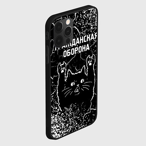 Чехол iPhone 12 Pro Max Группа Гражданская Оборона и рок кот / 3D-Черный – фото 2