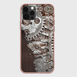 Чехол для iPhone 12 Pro Max Ржавые шестеренки на сетке, цвет: 3D-светло-розовый